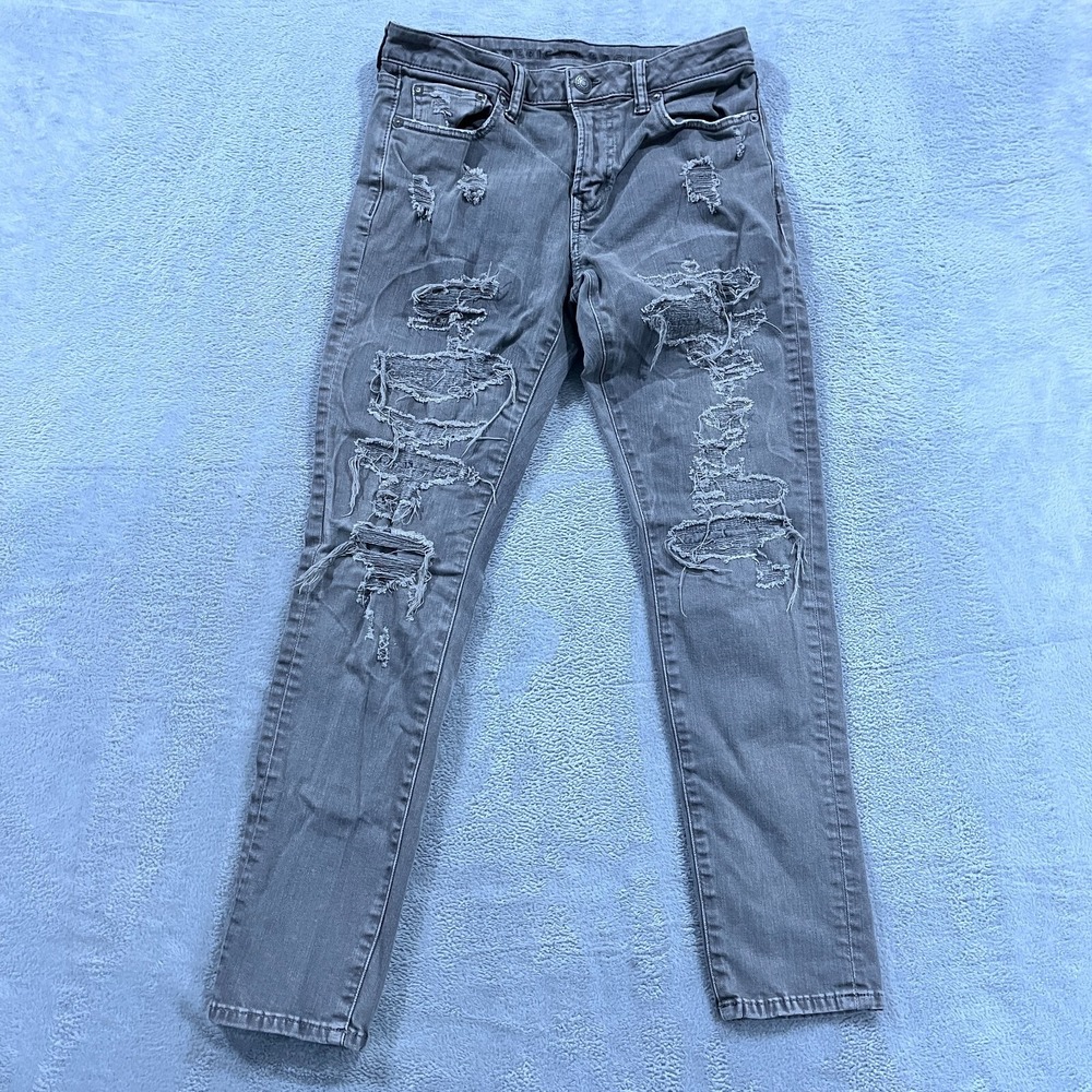 American Eagle Athletic Skinny Airflex Jeans Men's 30x30* Distressed Gray Denim